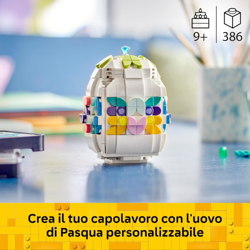 LEGO 40816 Uovo di Pasqua Decorativo - Decorazione Pasquale Giocattolo con Elementi Colorati come Cuori Dorati e Pietre Preziose