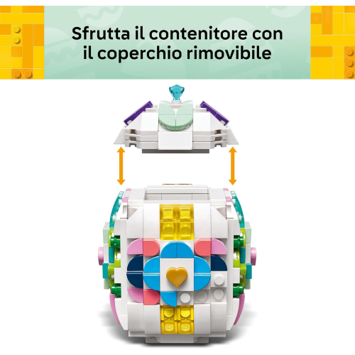 LEGO 40816 Uovo di Pasqua Decorativo - Decorazione Pasquale Giocattolo con Elementi Colorati come Cuori Dorati e Pietre Preziose