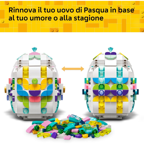 LEGO 40816 Uovo di Pasqua Decorativo - Decorazione Pasquale Giocattolo con Elementi Colorati come Cuori Dorati e Pietre Preziose