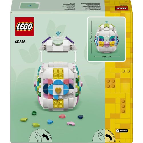 LEGO 40816 Uovo di Pasqua Decorativo - Decorazione Pasquale Giocattolo con Elementi Colorati come Cuori Dorati e Pietre Preziose