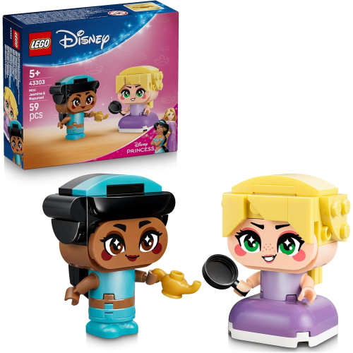 LEGO 43303 DISNEY PRINCESS - Mini-Jasmine e Mini-Rapunzel - Personaggi Giocattolo da Collezione - 2 Mini Bamboline e Accessori