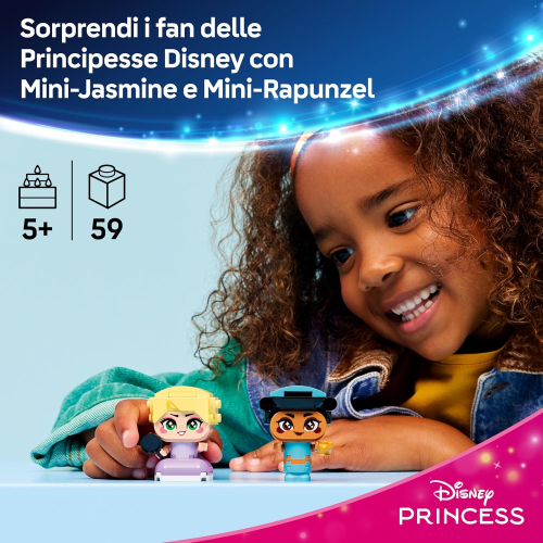 LEGO 43303 DISNEY PRINCESS - Mini-Jasmine e Mini-Rapunzel - Personaggi Giocattolo da Collezione - 2 Mini Bamboline e Accessori