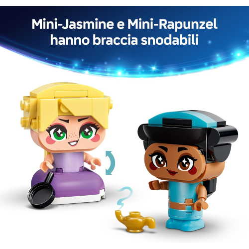 LEGO 43303 DISNEY PRINCESS - Mini-Jasmine e Mini-Rapunzel - Personaggi Giocattolo da Collezione - 2 Mini Bamboline e Accessori
