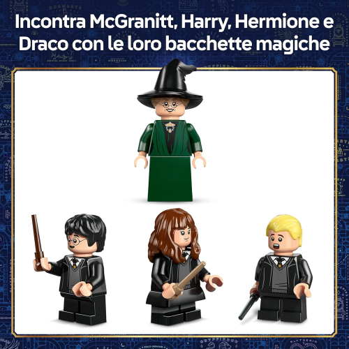 LEGO 76460 HARRY POTTER Castello di Hogwarts: Cerimonia del Cappello Parlante Minifigure Patronus oltre a Hermione e Draco Malfoy