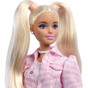 MATTEL JJN69  BARBIE FASHIONISTAS, Deluxe Style, n. 9, bambola dai capelli biondi con outfit in denim rosa - 4 ANNI+