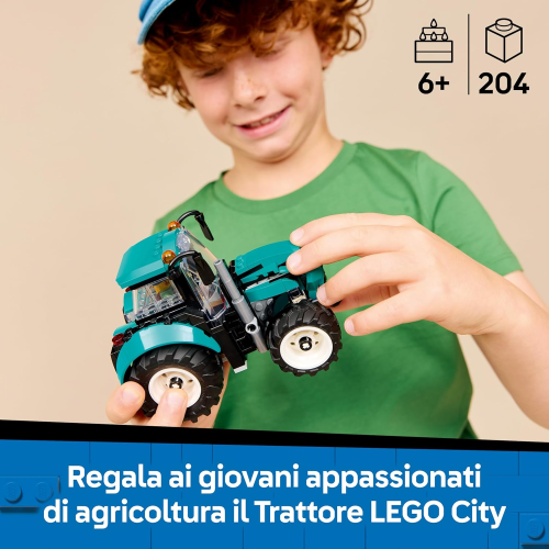 LEGO 60498 CITY Trattore, Kit con Veicolo Agricolo da Costruire con Minifigure del Contadino - 6 ANNI+