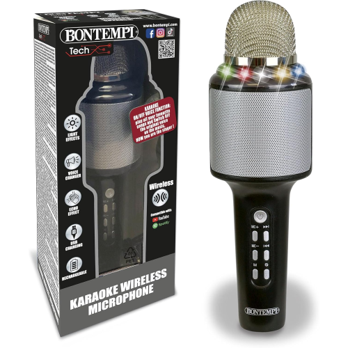 BONTEMPI 48 5010 MICROFONO WIRELESS, MICROFONO WIRELESS CON EFFETTO LUCI 