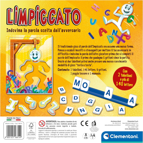 CLEMENTONI 16814 GIOCO L'Impiccato Gioco da Tavolo per Bambini 6+ Anni e Adulti