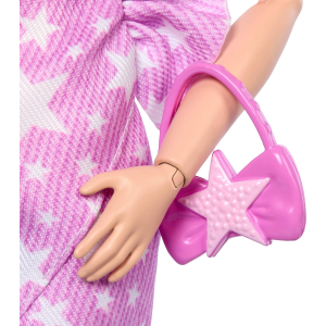MATTEL JJN71  BARBIE FASHIONISTAS, Deluxe Style,n. 11, capelli neri con chignon, abito in denim rosa con stampa a stelle - 4 ANNI+