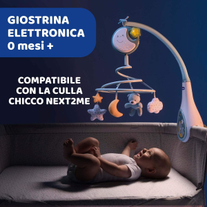 CHICCO 07627-20 GIOSTRINA AZZURRA, Next2Dreams Giostrina Neonato 3in1 con Carillon Elettronico per Culla e Lettino