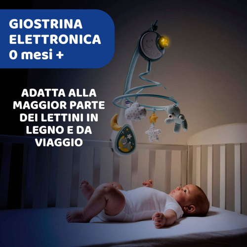 CHICCO 07627-20 GIOSTRINA AZZURRA, Next2Dreams Giostrina Neonato 3in1 con Carillon Elettronico per Culla e Lettino