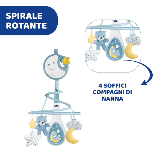 CHICCO 07627-20 GIOSTRINA AZZURRA, Next2Dreams Giostrina Neonato 3in1 con Carillon Elettronico per Culla e Lettino