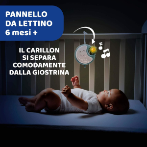CHICCO 07627-20 GIOSTRINA AZZURRA, Next2Dreams Giostrina Neonato 3in1 con Carillon Elettronico per Culla e Lettino