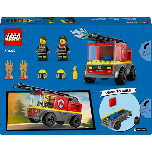 LEGO 60463 CITY Autopompa con scala, Camion Giocattolo dei Pompieri con 2 Minifigure e Starter Brick - 4 ANNI+