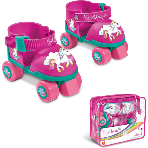 MONDO 28511 PATTINI UNICORNO ROLLER SKATE, Taglia dal 22 al 29 - set completo di borsa, gomitiere e ginocchiere
