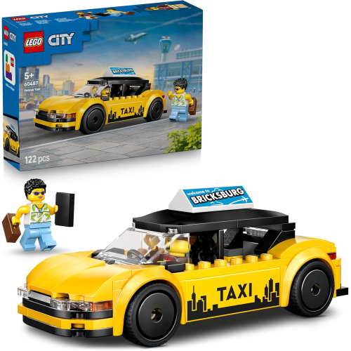 LEGO 60487 CITY TAXI GIALLO, Modello di Auto con 2 Minifigure e Tetto Rimovibile - 5 ANNI+