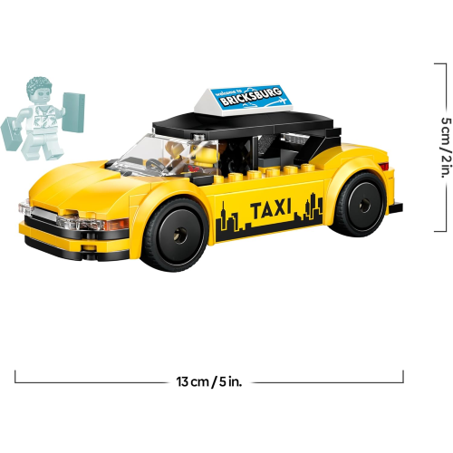 LEGO 60487 CITY TAXI GIALLO, Modello di Auto con 2 Minifigure e Tetto Rimovibile - 5 ANNI+
