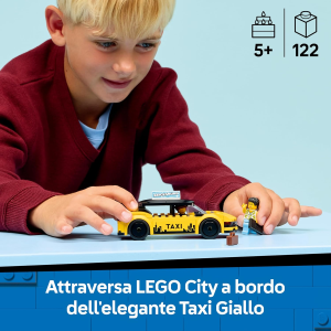 LEGO 60487 CITY TAXI GIALLO, Modello di Auto con 2 Minifigure e Tetto Rimovibile - 5 ANNI+