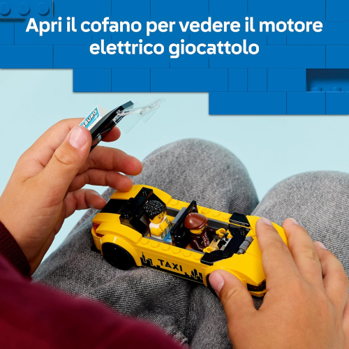 LEGO 60487 CITY TAXI GIALLO, Modello di Auto con 2 Minifigure e Tetto Rimovibile - 5 ANNI+