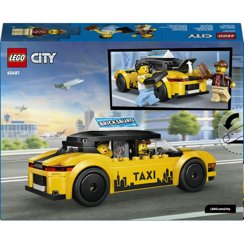 LEGO 60487 CITY TAXI GIALLO, Modello di Auto con 2 Minifigure e Tetto Rimovibile - 5 ANNI+