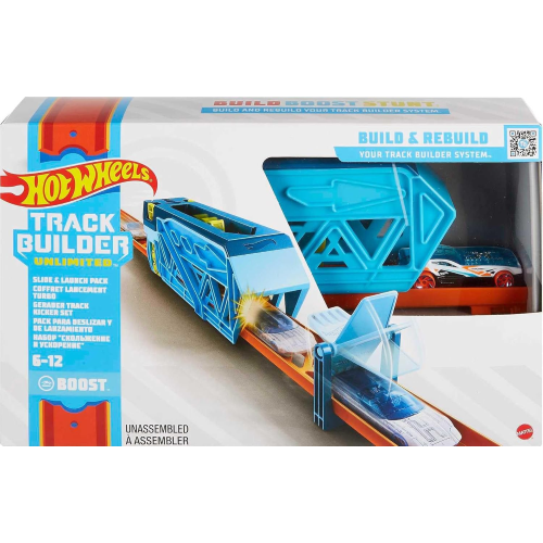 HOT WHEELS GVG08 TRACK BUILDER Unlimited Set Lanciatore Partenze Folli con 3 Pezzi di Pista e Macchinina -