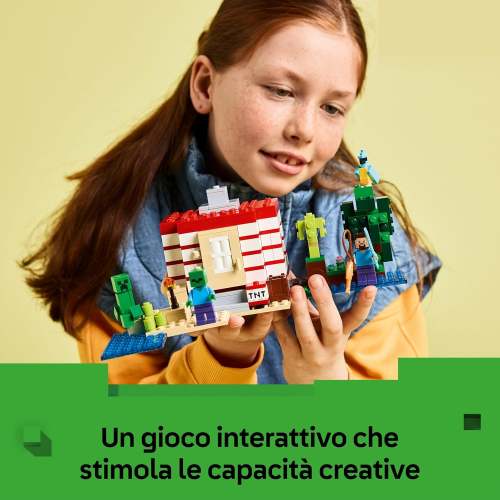 LEGO 21275 MINECRAFT Casa nella Giungla Esplosiva - con Modello di Barca, Figure di Steve, Creeper e Zombie, Funzione TNT 