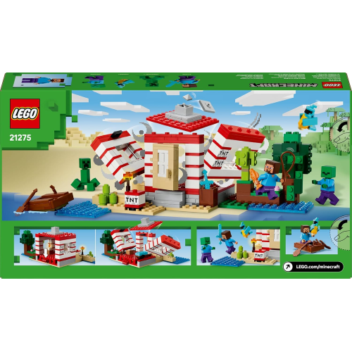 LEGO 21275 MINECRAFT Casa nella Giungla Esplosiva - con Modello di Barca, Figure di Steve, Creeper e Zombie, Funzione TNT 