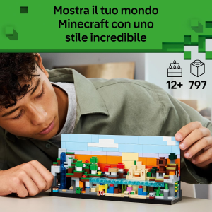 LEGO 21589 MINECRAFT, Mini-Biomi Giocattolo -Miniatura per la Stanza da Gaming - Puzzle 3D con 5 Microfigure 