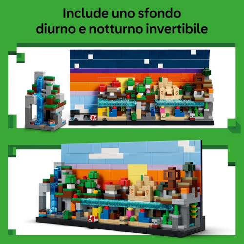 LEGO 21589 MINECRAFT, Mini-Biomi Giocattolo -Miniatura per la Stanza da Gaming - Puzzle 3D con 5 Microfigure 