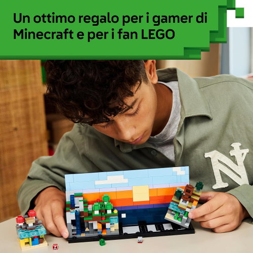 LEGO 21589 MINECRAFT, Mini-Biomi Giocattolo -Miniatura per la Stanza da Gaming - Puzzle 3D con 5 Microfigure 