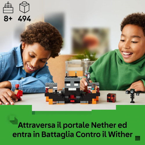 LEGO 21590 MINECRAFT, Battaglia Contro il Wither -  con Guerriero Crimson, Strider, Cubo di Magma e 2 Figure di Scheletri Wither 