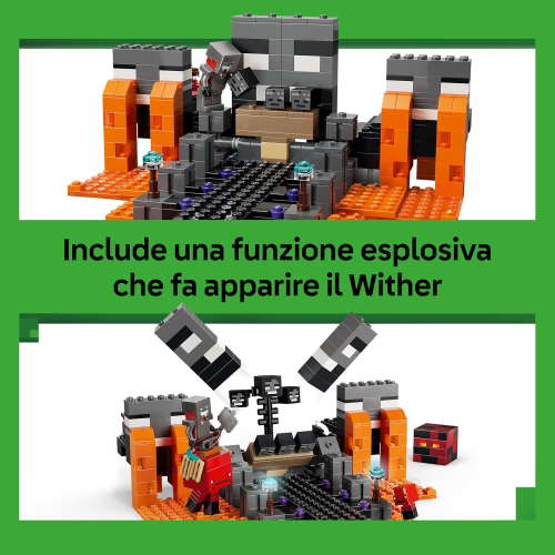 LEGO 21590 MINECRAFT, Battaglia Contro il Wither -  con Guerriero Crimson, Strider, Cubo di Magma e 2 Figure di Scheletri Wither 