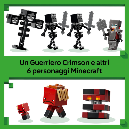 LEGO 21590 MINECRAFT, Battaglia Contro il Wither -  con Guerriero Crimson, Strider, Cubo di Magma e 2 Figure di Scheletri Wither 