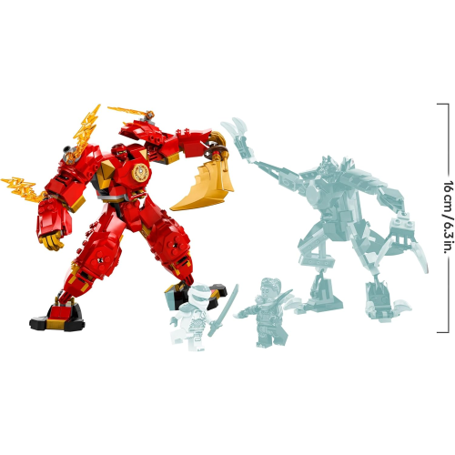 LEGO 71808 NINJAGO Mech Elemento Fuoco di Kai, Giochi d'Azione da 7 Anni, 2 Action Figure Snodabili 