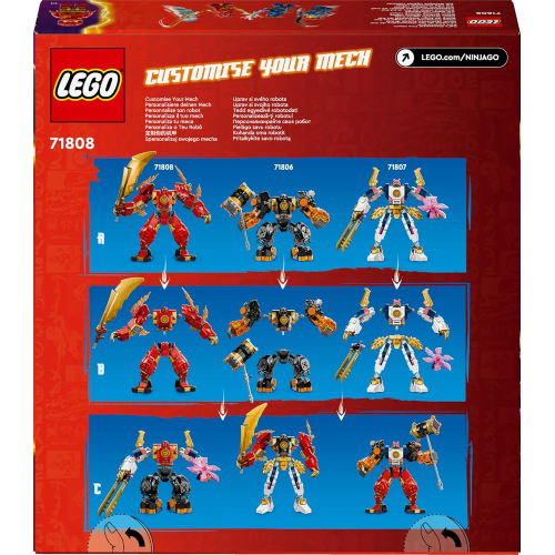 LEGO 71808 NINJAGO Mech Elemento Fuoco di Kai, Giochi d'Azione da 7 Anni, 2 Action Figure Snodabili 