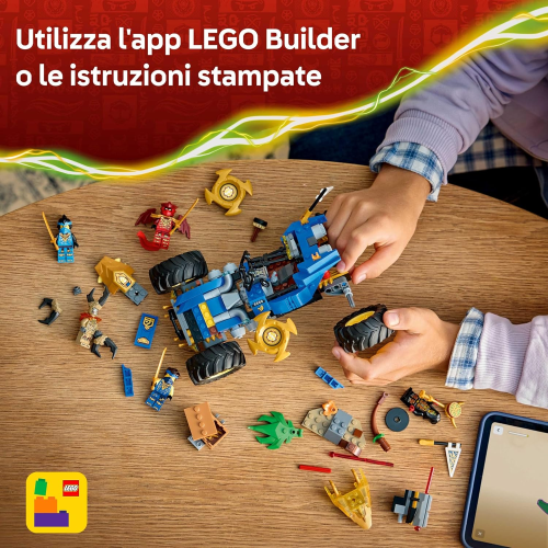 LEGO 71856 NINJAGO 2 in 1 Auto Mutaforma di Jay - Macchina con 5 Minifigure Ninja tra cui Kai e Nya oltre a Shuriken e Spade