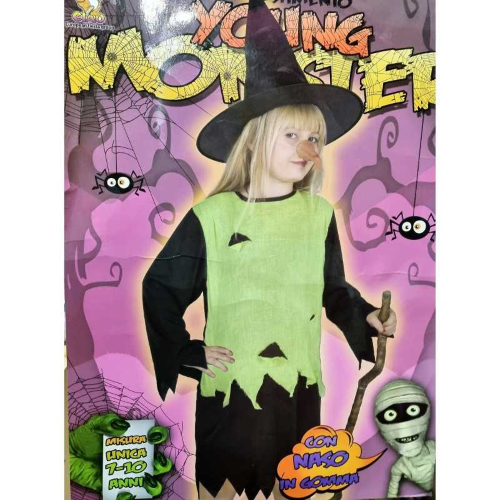 COSTUME WITCH Halloween Strega Bambina 7-10 Anni - ART.19087 