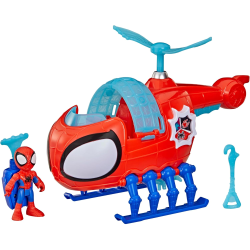 HASBRO G1969 SPIDEY e i suoi fantastici amici, Spidey Team con elicottero, action figure da 7,6 cm e veicolo - 3 ANNI+