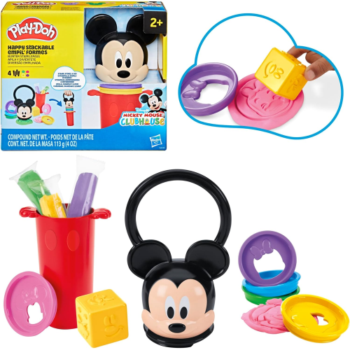 HASBRO G2322 PLAY-DOH - MICKEY DISNEY JUNIOR, Happy Stackable, Set di Giocattoli per età prescolare - 2 ANNI+