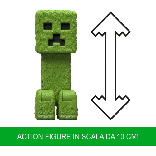 MATTEL JFR58 MINECRAFT MOVIE, PERSONAGGIO CREEPER, action figure alto 10 cm e ispirato al film e al videogioco