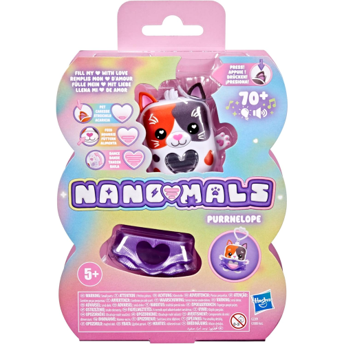 HASBRO G2209 NANOMALS, Purrnelope la gatta tricolore, cucciolo elettronico antistress - per Bambini e Bambine dai 5 Anni in Su