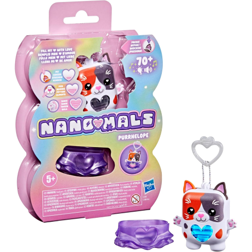 HASBRO G2209 NANOMALS, Purrnelope la gatta tricolore, cucciolo elettronico antistress - per Bambini e Bambine dai 5 Anni in Su