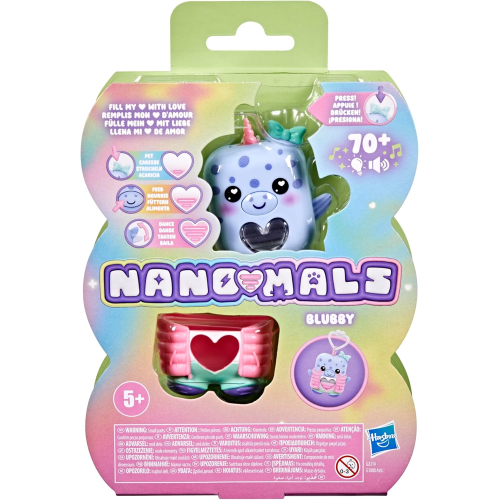 HASBRO G2214 NANOMALS, Blubby il narvalo, cucciolo elettronico antistress - per Bambini e Bambine dai 5 Anni in Su