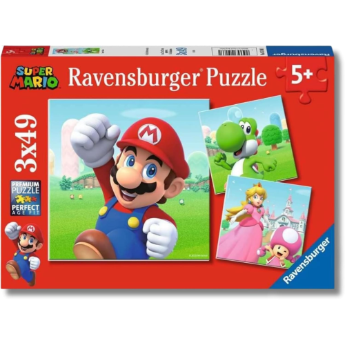 RAVENSBURGER 051861 PUZZLES SUPER MARIO 3X49 PEZZI - 5 ANNI +