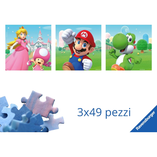 RAVENSBURGER 051861 PUZZLES SUPER MARIO 3X49 PEZZI - 5 ANNI +