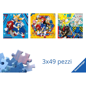 RAVENSBURGER 120011330 PUZZLES SONIC 3X49 PEZZI - 5 ANNI +