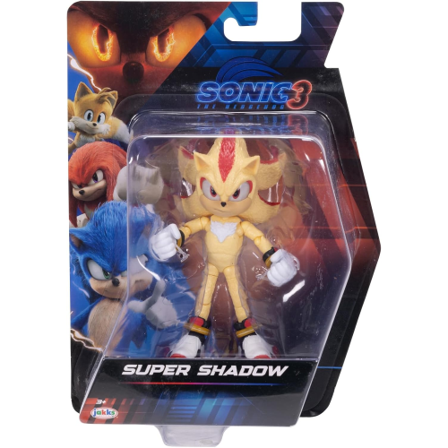 JAKKS 42953 SONIC 3 SUPER SHADOW,Action Figure Articolata 13 cm - per Bambini e Appassionati di Sonic Action Figure
