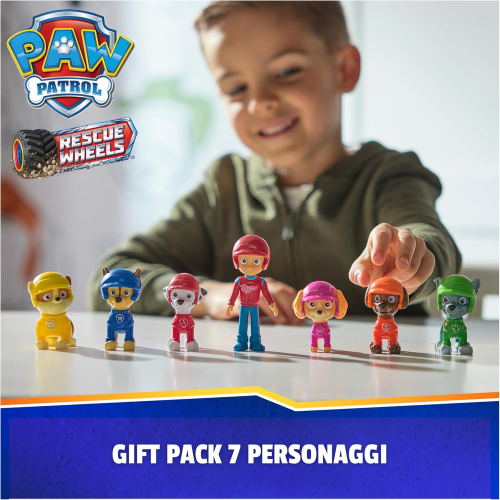 PAW PATROL 6070443 RESCUE WHEELS, Confezione Regalo con Personaggi Giocattolo, con 7 Personaggi - 3 ANNI+