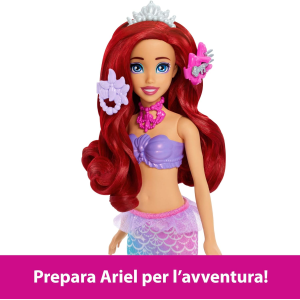 MATTEL JBF86 DISNEY PRINCESS ARIEL,e la Specchiera Magica, set bambola con coda da sirena rimovibile e specchiera - 3 ANNI+