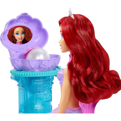 MATTEL JBF86 DISNEY PRINCESS ARIEL,e la Specchiera Magica, set bambola con coda da sirena rimovibile e specchiera - 3 ANNI+